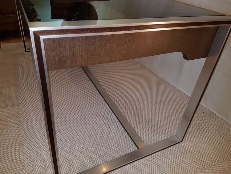 Glass - Aluminum and Rosewood Desk by Designer Philippe Morel-lab 1970