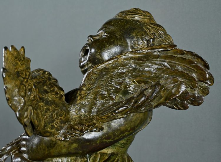 Important Bronze “The Child with the Rooster” after A. Cecioni – Late 19th century