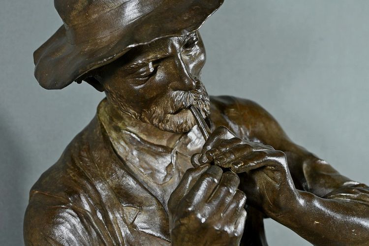 Important Bronze “The Man with the Pipe” signed M. Constant Favre – Late 19th century