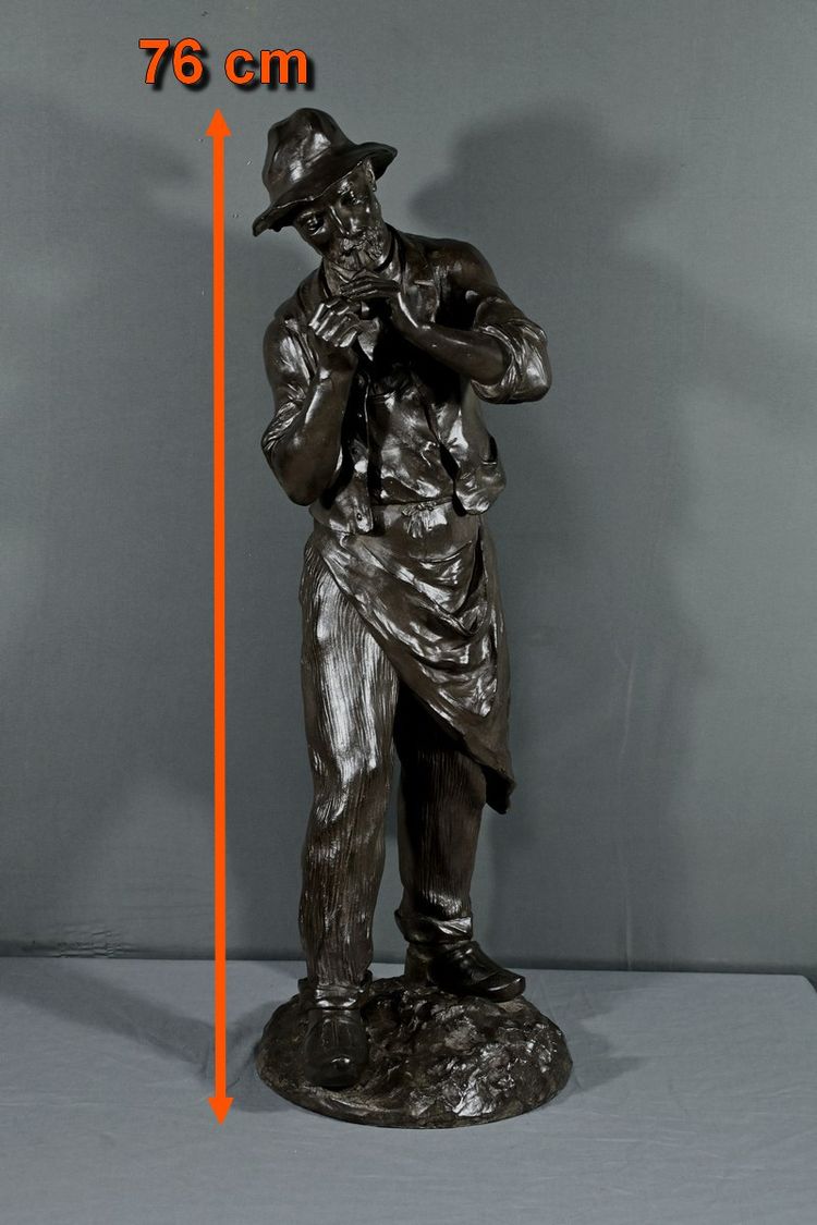 Important Bronze “The Man with the Pipe” signed M. Constant Favre – Late 19th century