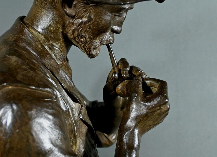 Important Bronze “The Man with the Pipe” signed M. Constant Favre – Late 19th century