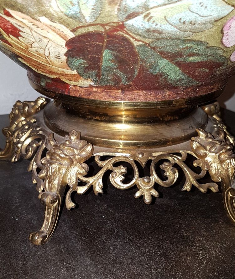 Important Ceramic and Gilt Bronze Cache Pot Cup from the Late 19th Century