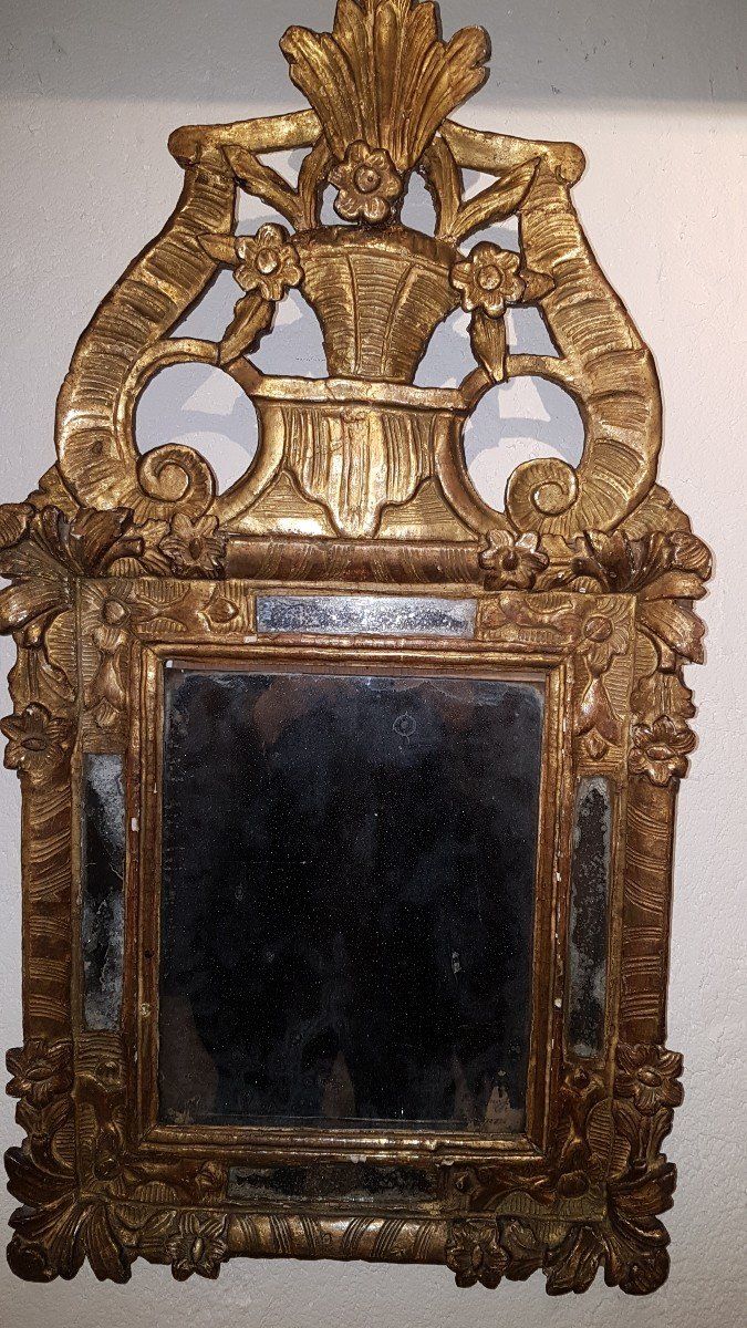 Gilded Wooden Mirror with Glazing Beads - Louis XV - 18th Century