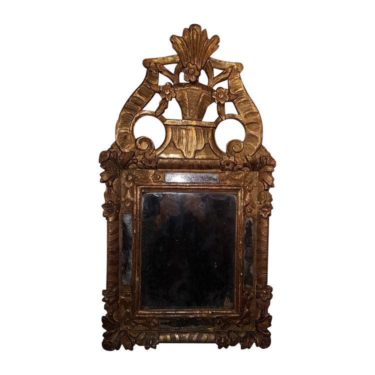 Gilded Wooden Mirror with Glazing Beads - Louis XV - 18th Century