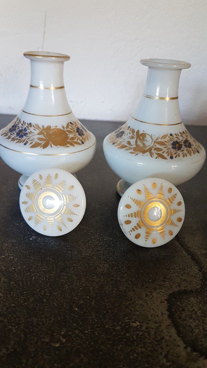 Pair of Charles X Opaline Bottles.