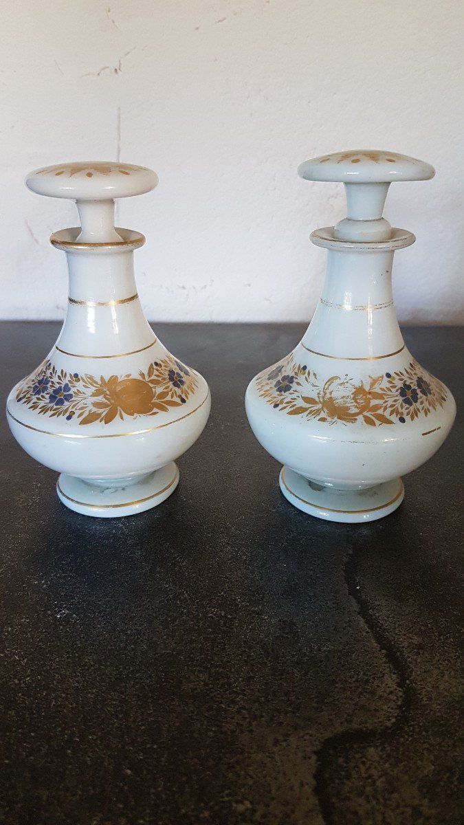 Pair of Charles X Opaline Bottles.