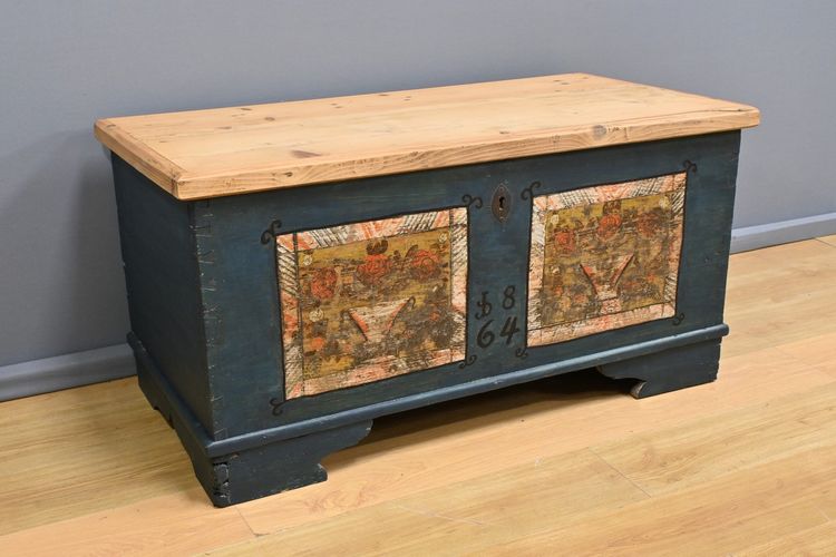 Painted Pine Chest, Eastern Europe – Late 19th Century