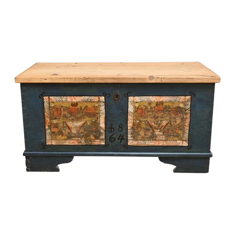 Painted Pine Chest, Eastern Europe – Late 19th Century