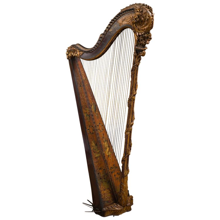 Louis XVI period gilded and carved wooden pedal harp