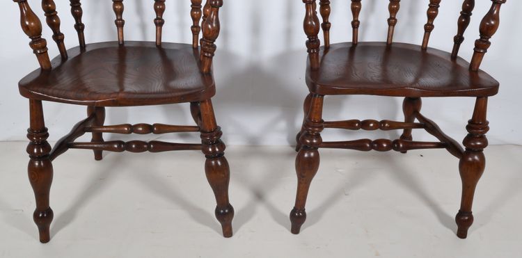 Pair of English Windsor Style Armchairs from the Victorian Era