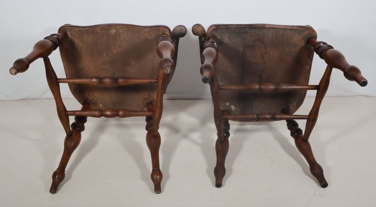 Pair of English Windsor Style Armchairs from the Victorian Era