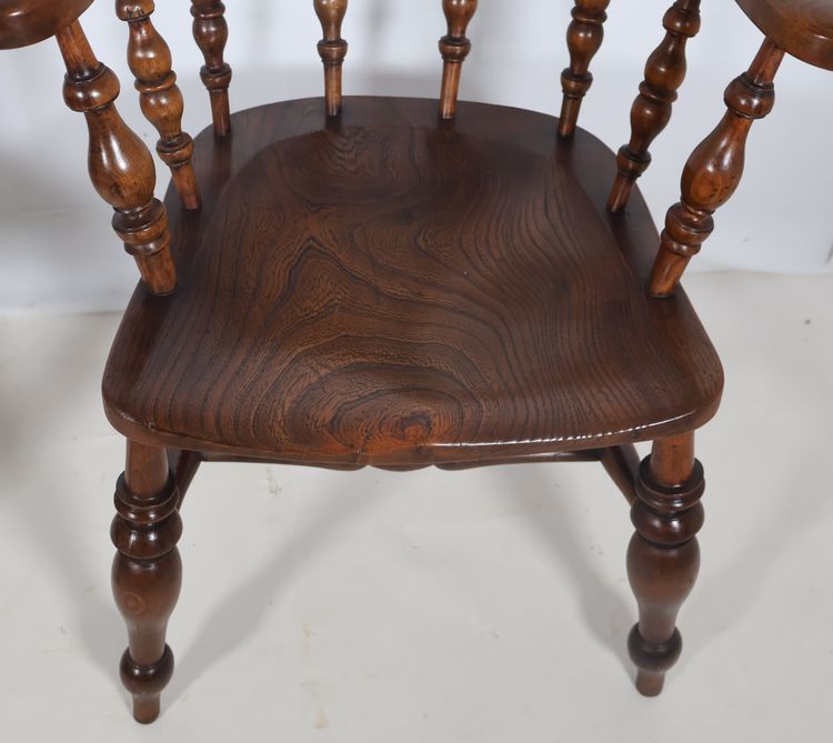 Pair of English Windsor Style Armchairs from the Victorian Era