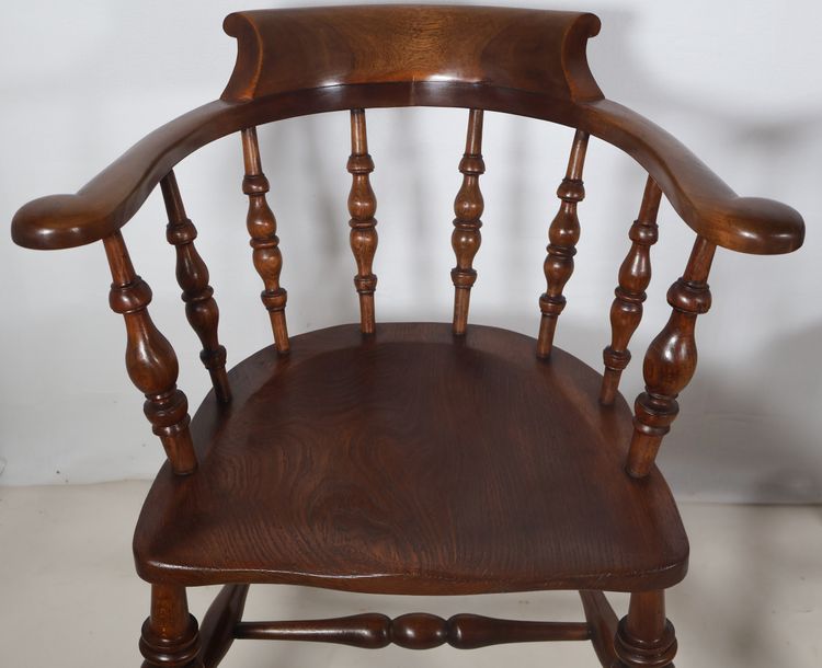 Pair of English Windsor Style Armchairs from the Victorian Era