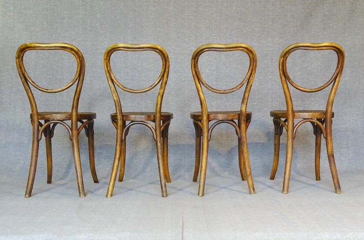 Set of 4 chairs No. 28 Thonet wooden seats - circa 1930 -