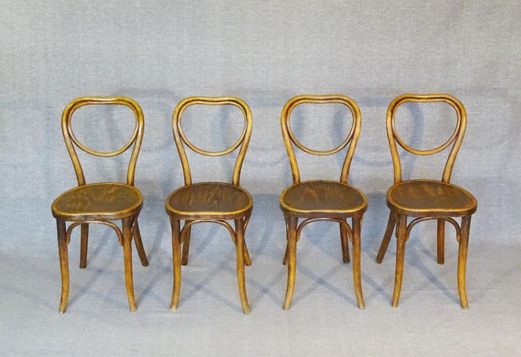 Set of 4 chairs No. 28 Thonet wooden seats - circa 1930 -