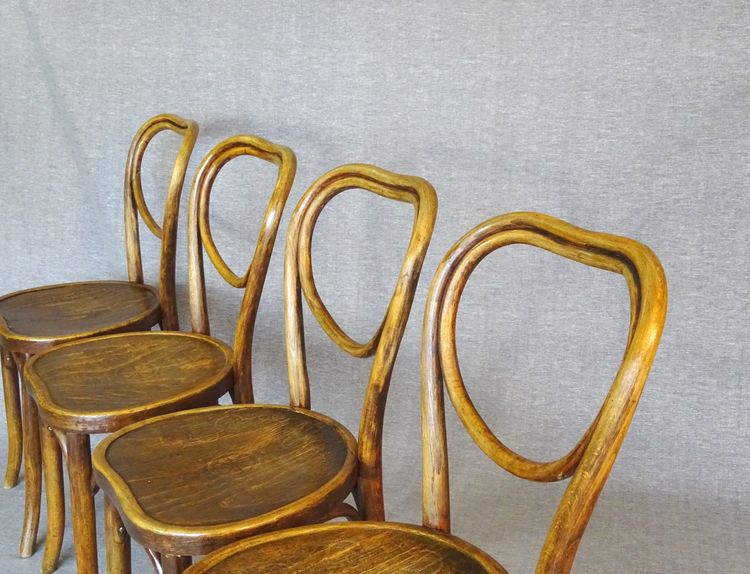 Set of 4 chairs No. 28 Thonet wooden seats - circa 1930 -