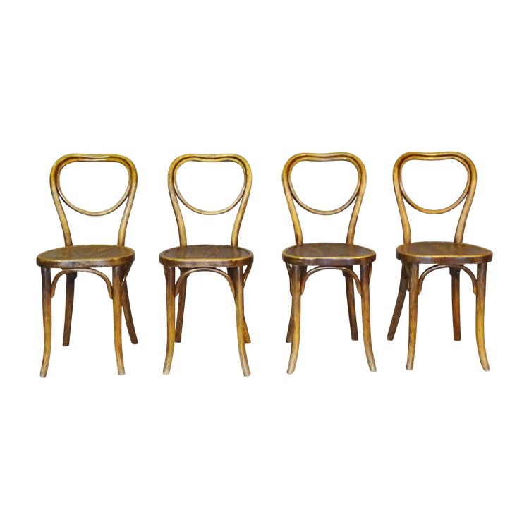 Set of 4 chairs No. 28 Thonet wooden seats - circa 1930 -