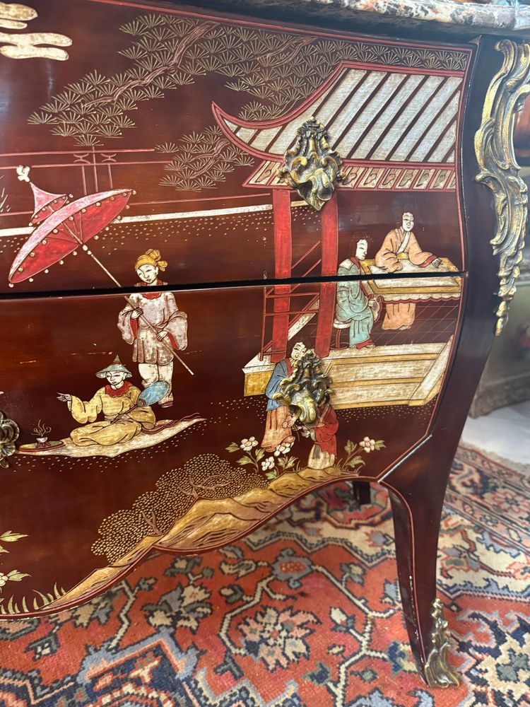 LOUIS XV STYLE CHINESE LACQUER CHEST OF DRAWERS