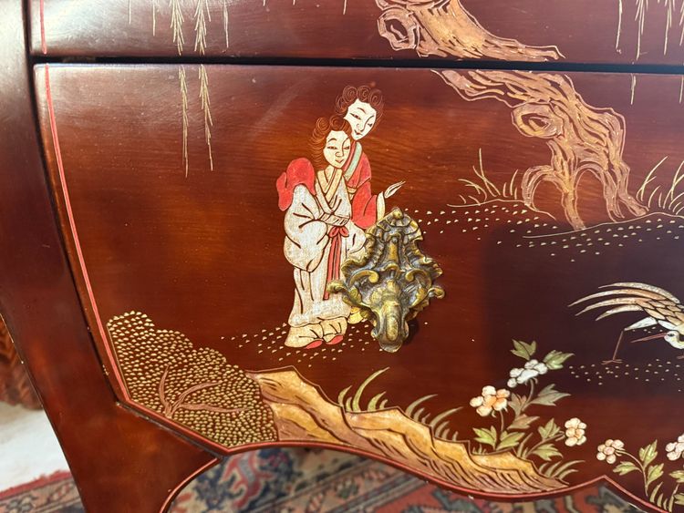 LOUIS XV STYLE CHINESE LACQUER CHEST OF DRAWERS