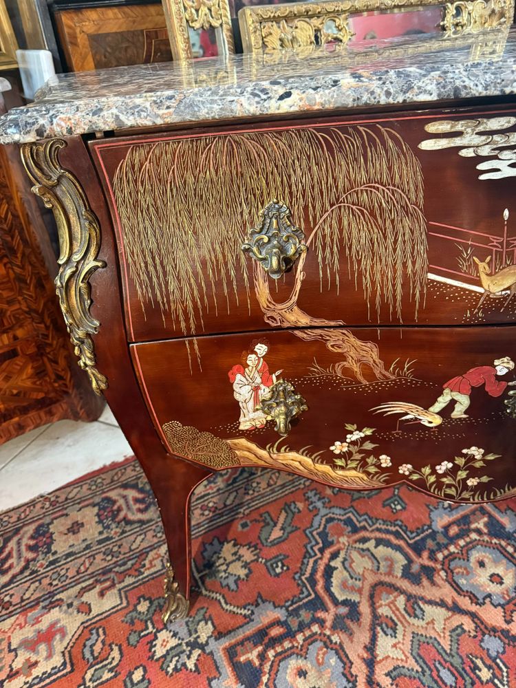 LOUIS XV STYLE CHINESE LACQUER CHEST OF DRAWERS