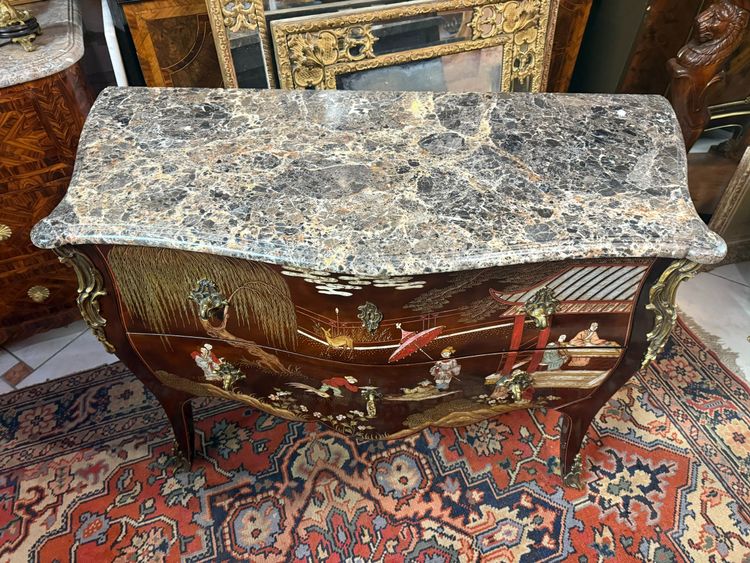 LOUIS XV STYLE CHINESE LACQUER CHEST OF DRAWERS