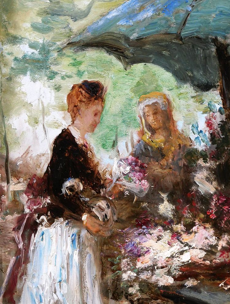 Hippolyte BOULENGER 1837-1874 Women with Flowers, painting, 1870, impressionism, Belgium