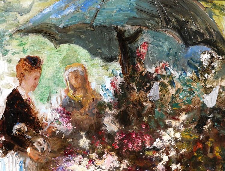 Hippolyte BOULENGER 1837-1874 Women with Flowers, painting, 1870, impressionism, Belgium