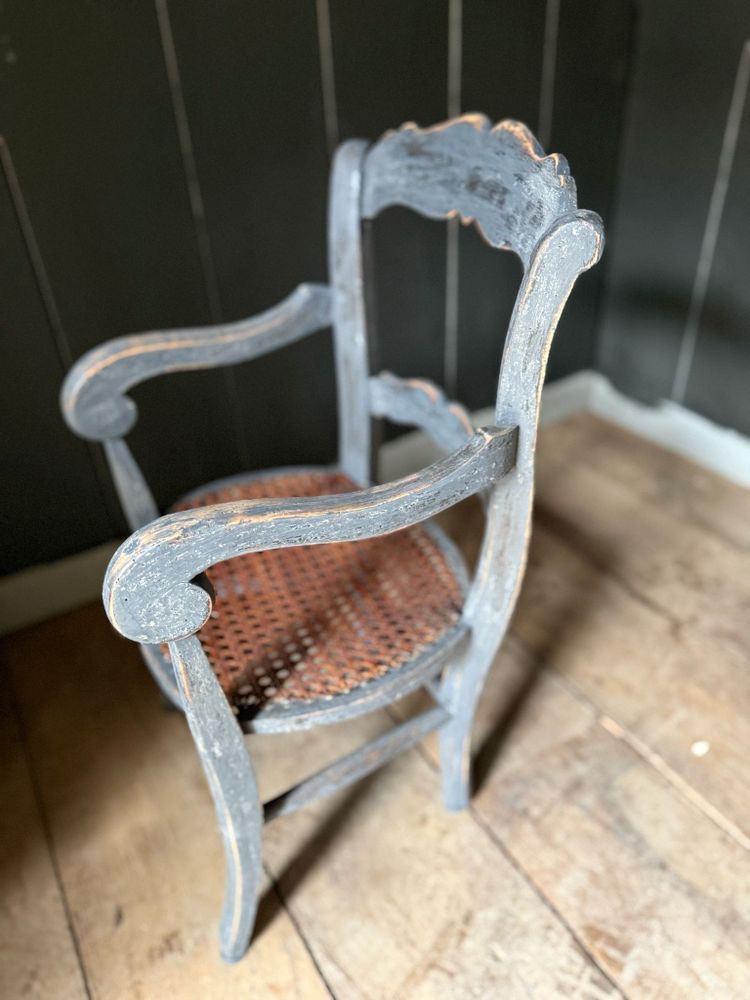 Small cane and patina children's chair