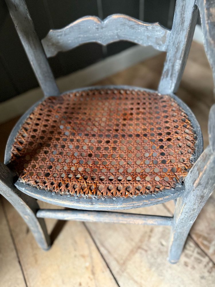 Small cane and patina children's chair