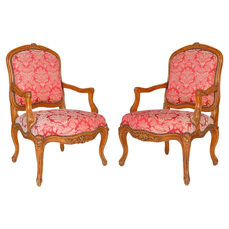 Pair of Louis XV style cabriolet armchairs