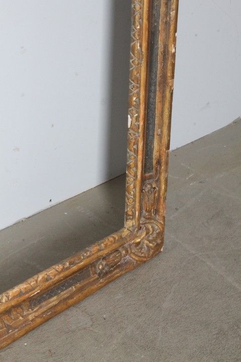 Antique large frame from the 1750s. Gilded and painted with carvings. Size 215 x 98