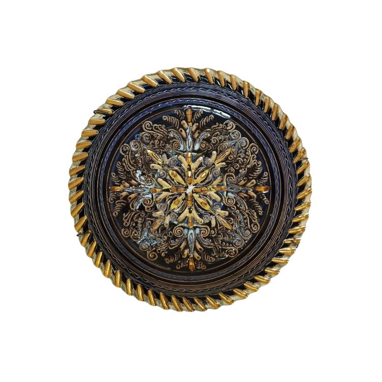 Glazed ceramic dish with its incised decoration from the 1940s by Louis Waem “Master of Nimy”