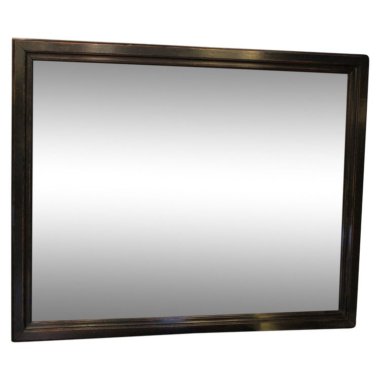 66 X 81 Cm Rectangle Mirror Black Lacquered Wood