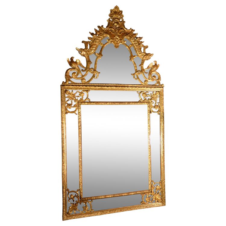 Large Regency mirror with bird glazing beads