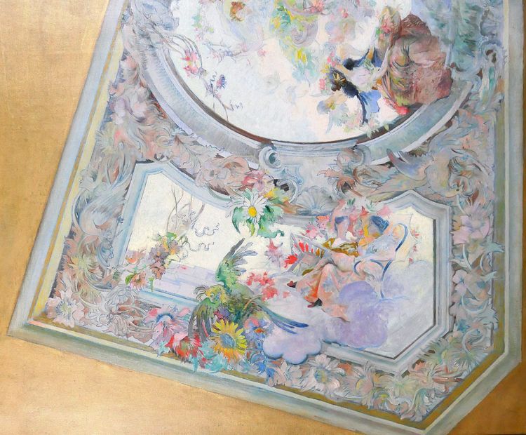 French school circa 1890-1900, Ceiling study for the Salon de Flore, painting