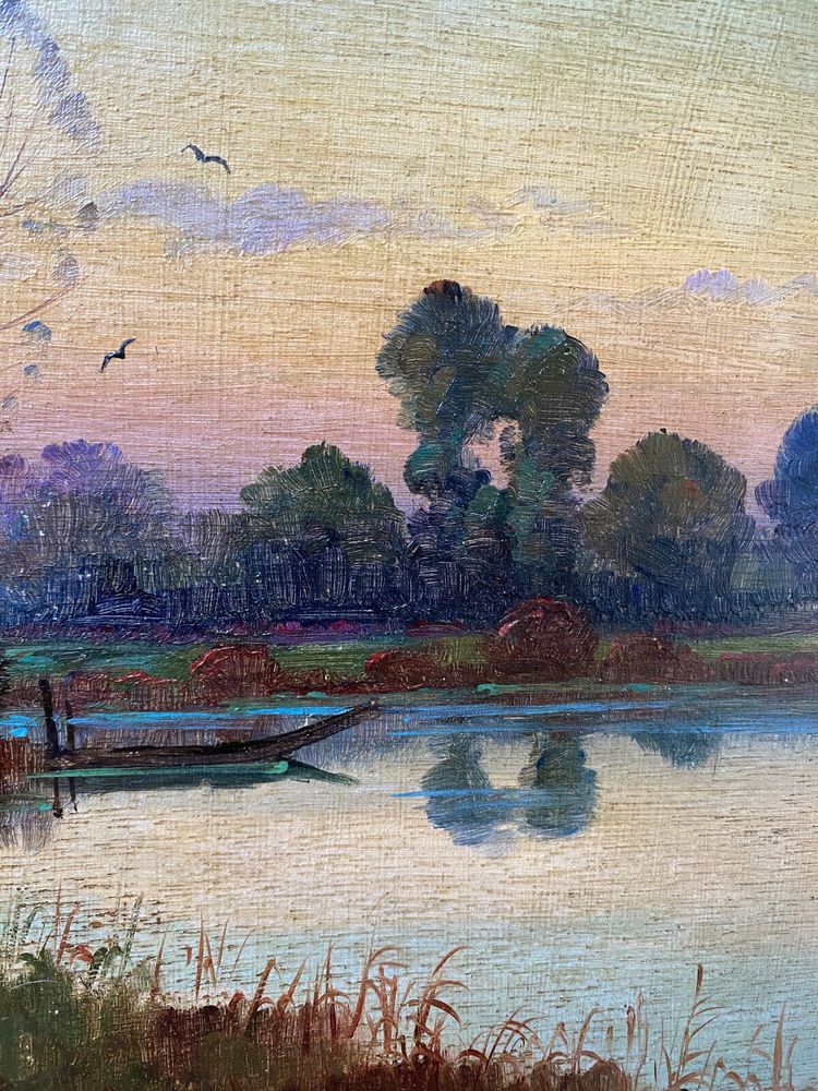 Painting "Lake landscape" signed Gilbert, pseudo Karl KAUFMANN 1843-1905