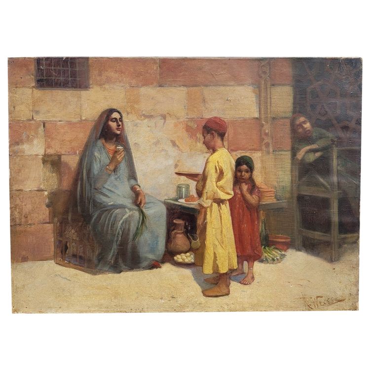 R Weisse, Street Scene, Orientalist Hst, Late 19th Early 20th Century