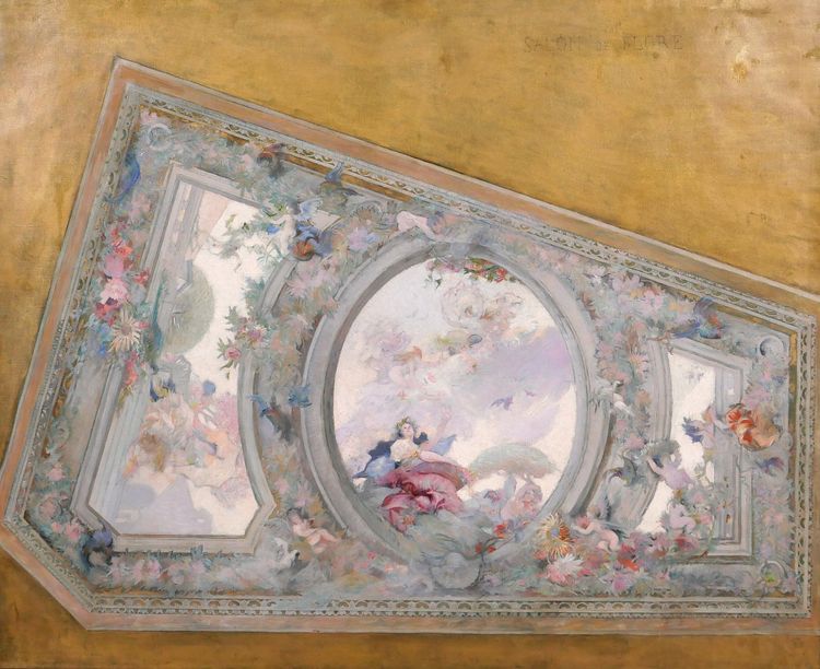 French school circa 1890-1900, Ceiling study for the Salon de Flore, painting