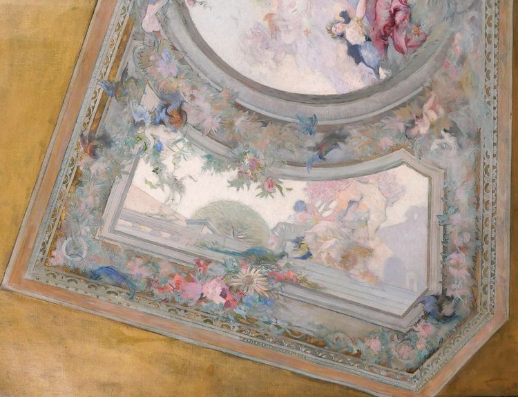 French school circa 1890-1900, Ceiling study for the Salon de Flore, painting