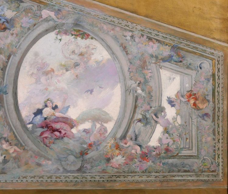 French school circa 1890-1900, Ceiling study for the Salon de Flore, painting