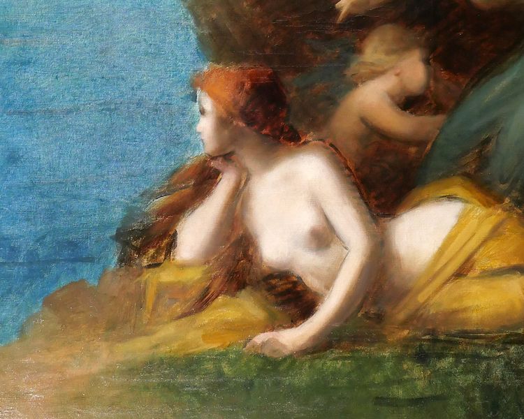 Jean-Jacques HENNER (circle of) 1829-1905 Women and cherubs, painting, Alsace