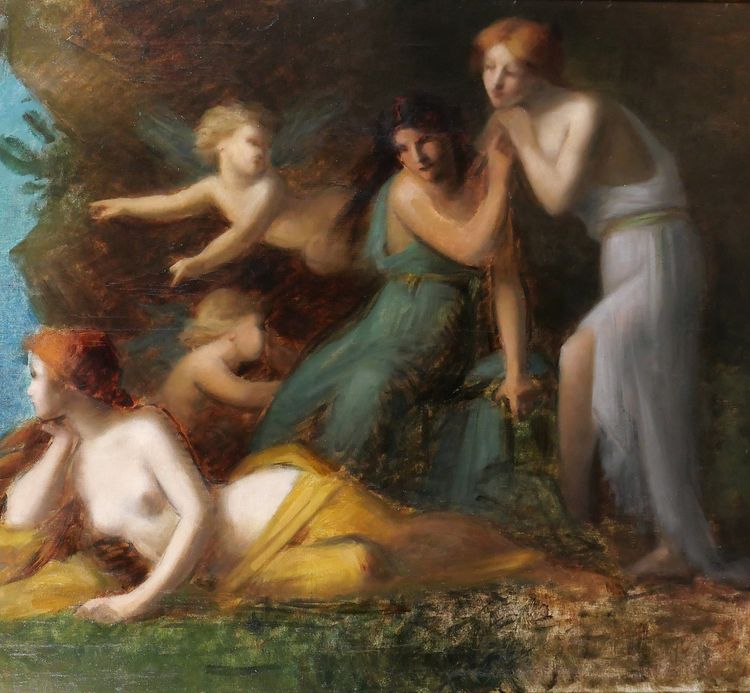 Jean-Jacques HENNER (circle of) 1829-1905 Women and cherubs, painting, Alsace