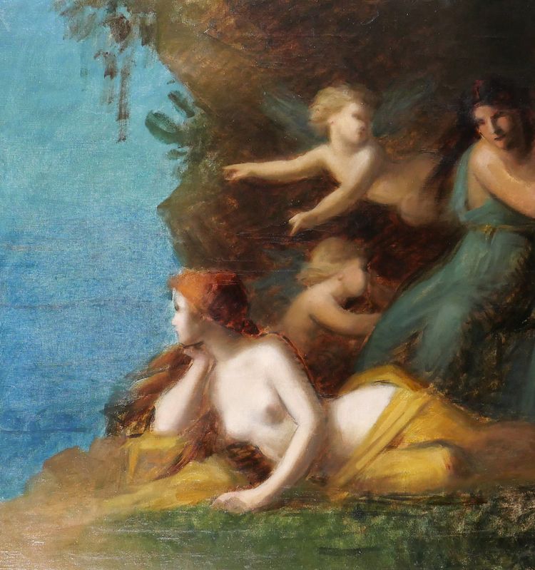 Jean-Jacques HENNER (circle of) 1829-1905 Women and cherubs, painting, Alsace