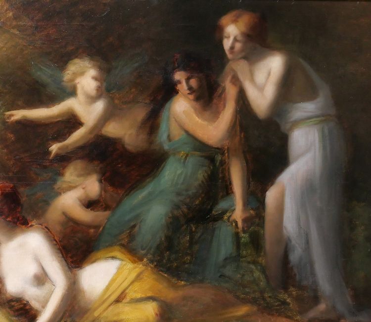 Jean-Jacques HENNER (circle of) 1829-1905 Women and cherubs, painting, Alsace