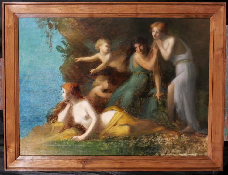 Jean-Jacques HENNER (circle of) 1829-1905 Women and cherubs, painting, Alsace