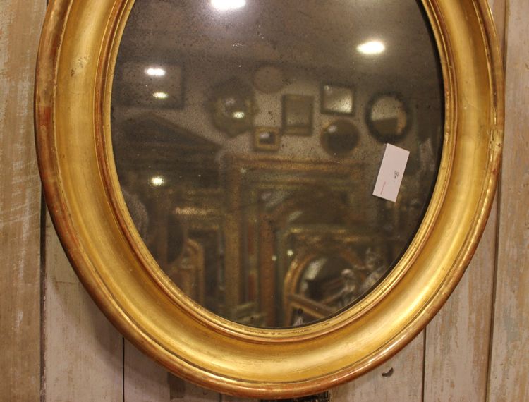 60 X 70 Cm Louis Philippe Oval Mirror Gold, Mercury Glass