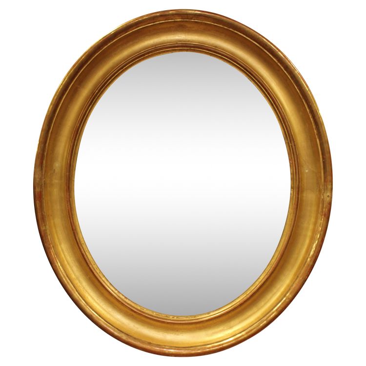 60 X 70 Cm Louis Philippe Oval Mirror Gold, Mercury Glass