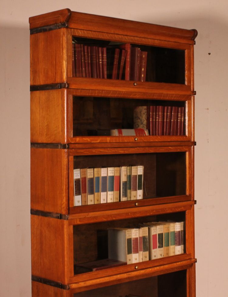 Globe Wernicke Bookcase In Golden Oak With 5 Elements