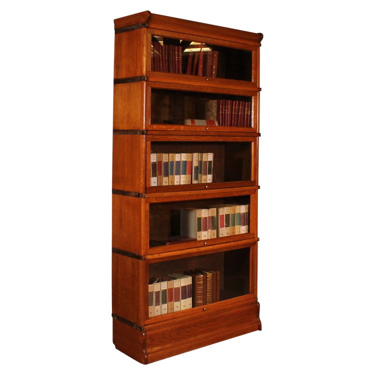 Globe Wernicke Bookcase In Golden Oak With 5 Elements