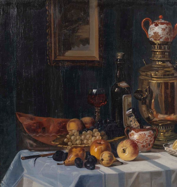 Oil painting on canvas by E.Plontke, early 20th century